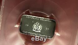 1997-saharawi 1000 P. (1999 World Cup), Silver Coin, Graded By Pcgs Pf65