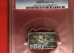 1997-saharawi 1000 P. (1999 World Cup), Silver Coin, Graded By Pcgs Pf65
