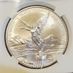 1998 Mexico LIBERTAD 1.0 oz. 999 Silver coin KEY DATE, NGC Certified MS 67