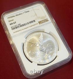 1998 Mexico LIBERTAD 1.0 oz. 999 Silver coin KEY DATE, NGC Certified MS 67