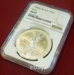 1998 Mexico LIBERTAD 1.0 oz. 999 Silver coin KEY DATE, NGC Certified MS 67