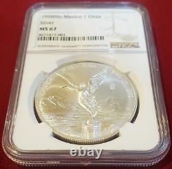 1998 Mexico LIBERTAD 1.0 oz. 999 Silver coin KEY DATE, NGC Certified MS 67