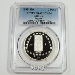 1998 Mo PCGS PR68 DCAM MEXICO SILVER Jaguar Peso Coin #51274A