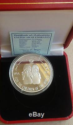 1998 United Arab Emirates UAE 50 Dirham Silver Coin UNICEF Children of the World