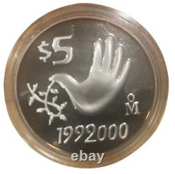 1999-2000 Mexico 5 Pesos Silver Coin Millennium Series La Paz del Mundo
