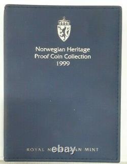1999 Norway 5 Coin Proof Set With. 925 Silver Medal in OGP