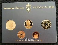 1999 Rare Norwegian Heritage Coin Proof Set In Case Low Mintage-2500