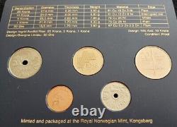 1999 Rare Norwegian Heritage Coin Proof Set In Case Low Mintage-2500