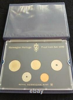 1999 Rare Norwegian Heritage Coin Proof Set In Case Low Mintage-2500