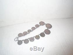 19th Century coin charivari 13 mounted silver world coins 16 inches long