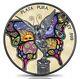 1 Oz 999 Silver Mexican Libertad Butterfly Colorized & Ruthenium Plated