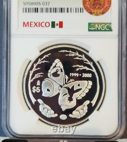 2000 Mexico Silver 5 Pesos S5p Millennium Butterfly Ngc Pf 69 Ultra Cameo
