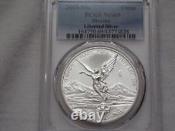 2001-MO PCGS MS69 ONZA. 999 SILVER LIBERTAD Highest Pop Only 26