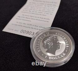 2002 Australia Kookaburra 1oz $1 Silver Coin USA Flag Privy RARE #903/18500