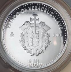 2003 Estado de Vercruz-Llave Commemorative Proof Mo Mexico 1oz. 999 Silver