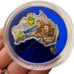 2003 PROOF. 999 Silver Coin Australia Map Shaped Aviation Ulm Kingsford 1oz LE