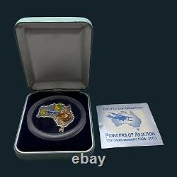 2003 PROOF. 999 Silver Coin Australia Map Shaped Aviation Ulm Kingsford 1oz LE