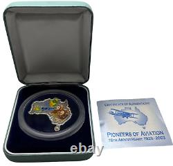 2003 PROOF. 999 Silver Coin Australia Map Shaped Aviation Ulm Kingsford 1oz LE