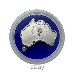 2003 PROOF. 999 Silver Coin Australia Map Shaped Aviation Ulm Kingsford 1oz LE