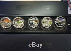 2004 $1 Great Rail Journey Of The World 1oz Pure Silver Proof 5 Coin Set