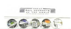 2004 GREAT RAIL JOURNEYS OF THE WORLD 5 X 1oz Silver Proof Coin