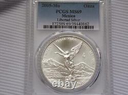 2005-MO PCGS MS69 ONZA. 999 SILVER LIBERTAD Pop 23 Highest Grade