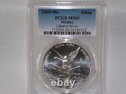 2005-MO PCGS MS69 ONZA. 999 SILVER LIBERTAD Pop 23 Highest Grade