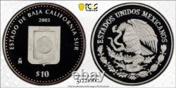2005 Mo PCGS PR69 PROOF MEXICO Silver Baja California Sur 10 Peso 52955A