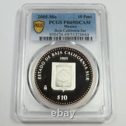 2005 Mo PCGS PR69 PROOF MEXICO Silver Baja California Sur 10 Peso 52955A