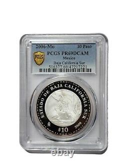 2006 10 Pesos Baja California Sur PCGS Pf 69 6000 Mintage MEXICO SILVER
