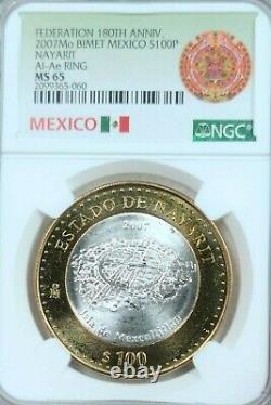 2007 Mexico Silver 100 Pesos Nayarit Mexcaltitlan Island Ngc Ms 65 Gem Top Pop