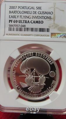 2007 Portugal Silver 8 Euro Early Flying Inventions Ngc Pf 69 Ultra Cameo Top