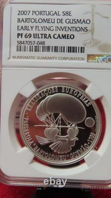 2007 Portugal Silver 8 Euro Early Flying Inventions Ngc Pf 69 Ultra Cameo Top