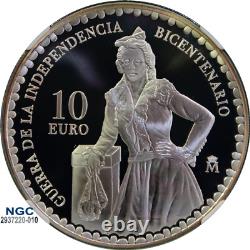 2008M Spain S10E Manuela Malasana War of Indep. 200th Anniv PF 69 UC +COA