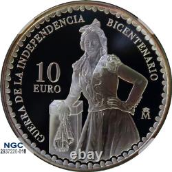 2008M Spain S10E Manuela Malasana War of Indep. 200th Anniv PF 69 UC +COA