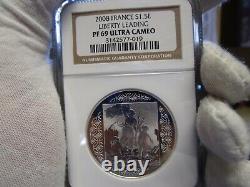 2008 France Japan 125th Anniversary Silver 1.5 Euro Leading Liberty NGC PF69