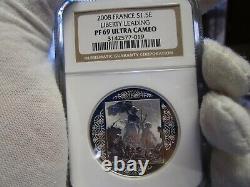 2008 France Japan 125th Anniversary Silver 1.5 Euro Leading Liberty NGC PF69