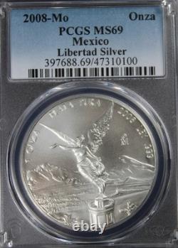 2008-Mo MS69 Libertad Silver, Onza, PCGS 47310100