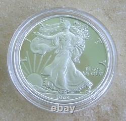 2009 Lustrous Silver Eagle Proof DC Overstrike With Case, Coa And Coin World