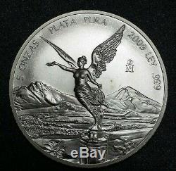 2009 Mexico 5 Oz. 999 Fine Silver Centenario World Round Art Coin Libertad $$