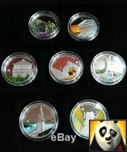 2009 PALAU $5 Dollar Seven Wonders of the World Silver Proof Coin Collection