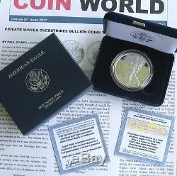 2009 Silver Eagle Proof Thin Type DC Overstrike & Coin World Overstruck Proofed