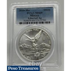 2010 Mexico 1 oz Silver Libertad PCGS MS69 Blue Label BU Coin