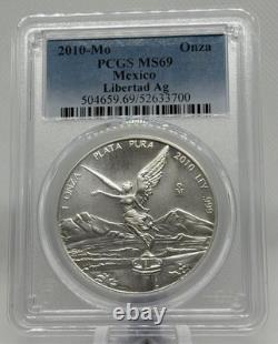 2010 Mexico 1 oz Silver Libertad PCGS MS69 Blue Label BU Coin