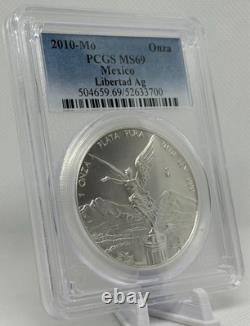 2010 Mexico 1 oz Silver Libertad PCGS MS69 Blue Label BU Coin