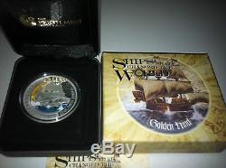 2011 $1 Ships That Changed The World Golden Hind 1oz Silver Proof Coin