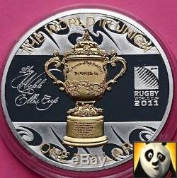2011 NEW ZEALAND $1 One Dollar Rugby World Cup. 999 Silver Proof Coin + COA