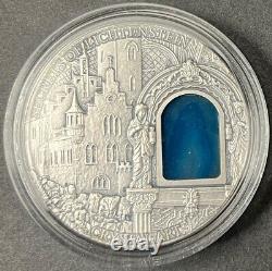 2012 Niue Island $2 Secrets Of Lichtenstein Castle 2 OZ Crystal Art Silver Coin