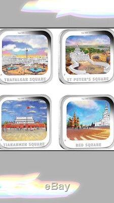 2013 4pc tuvalu world famous squares silver coin set