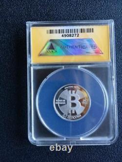 2013 Casascius 0.1 BTC Loaded Silver Collectable Coin ANACS MS69 RARE